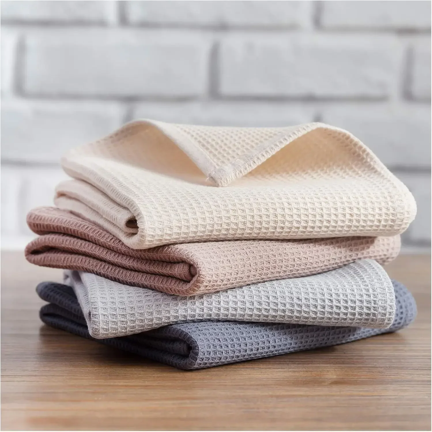 4pcs 100% Cotton Cloth Napkins 45x65cm Soft Waffle Weave Kitchen Towels Absorbent Kitchen Hand Dish Cloths for Cleaning Drying