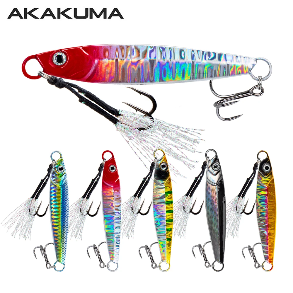 5Pcs Angeln Jigs 17g/21g/24g/30g/40g/60g Laser Jigging Blei Metall Langsam Jig Angeln Köder Mit 3D Augen Sinkende Metall Löffel