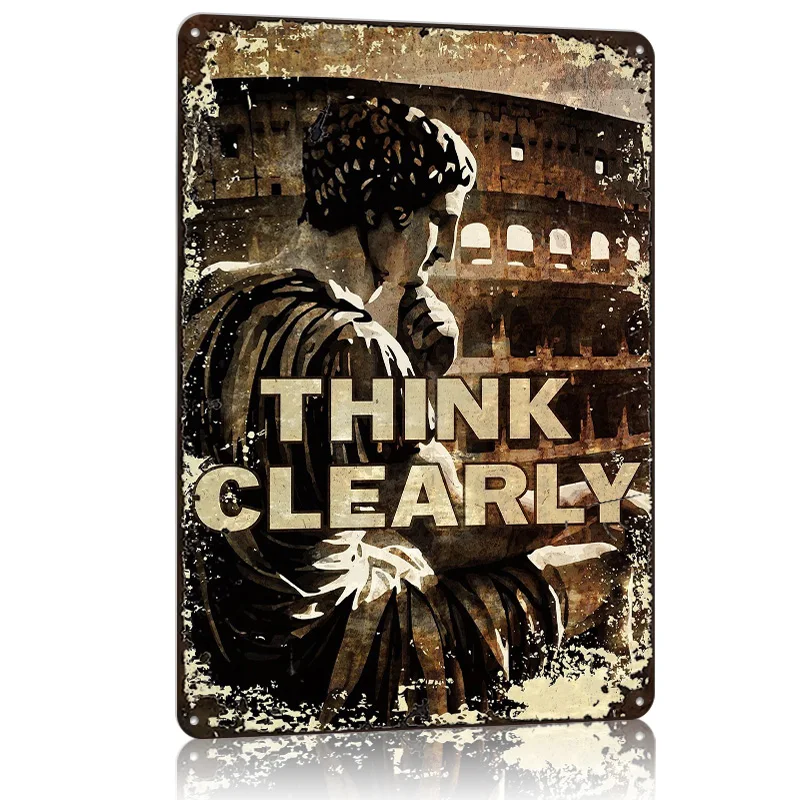 Stoic Motivational Thinker Metal Poster Tin Sign Wall Art Customizable Metal Signs for Home Decoration Vintage Decor Room Items
