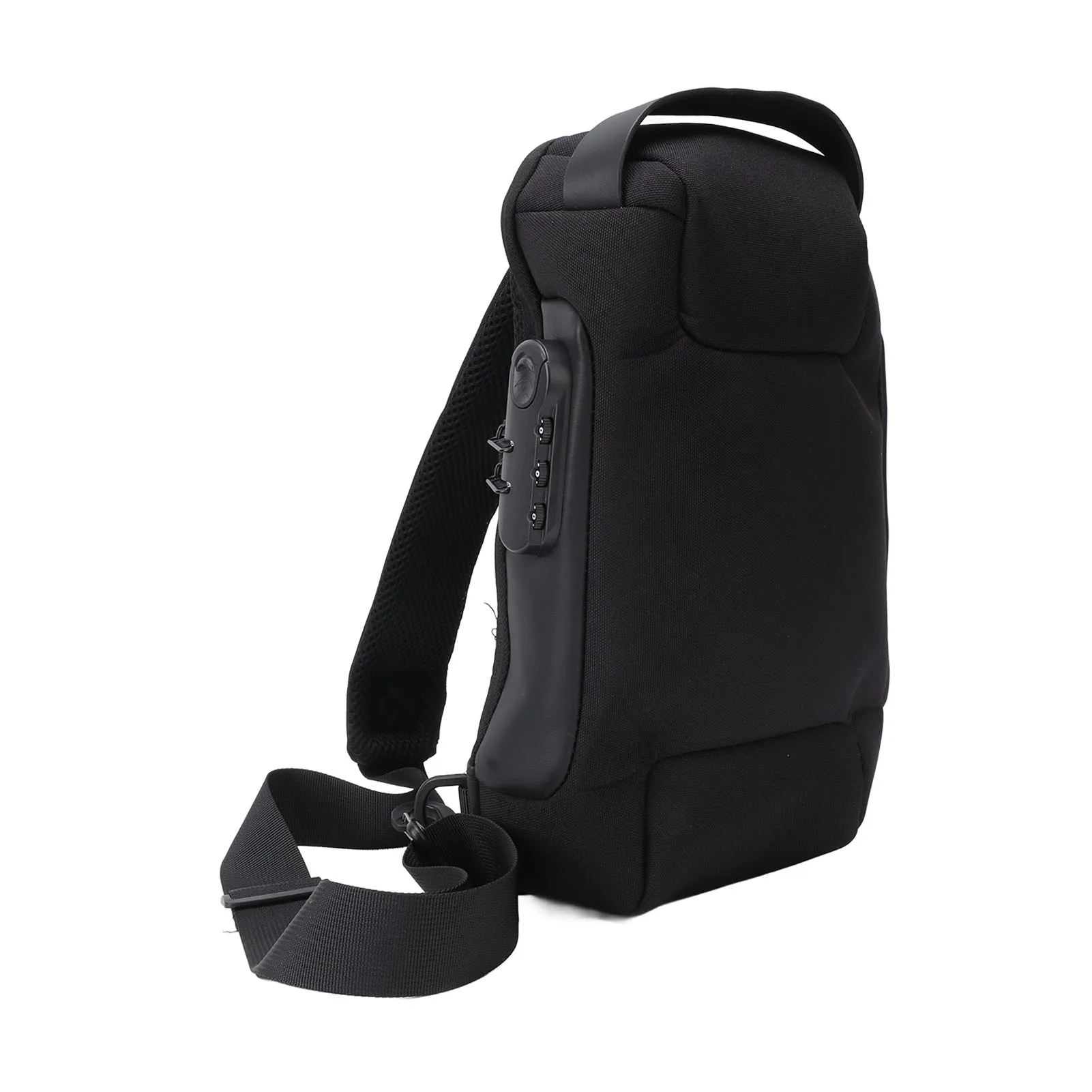 حقيبة ظهر للكتف من قماش أكسفورد بسعة كبيرة وسحاب قابل للقفل حقيبة محمولة للنساء والرجال باللون الأسود قطعة واحدة 320 جرام