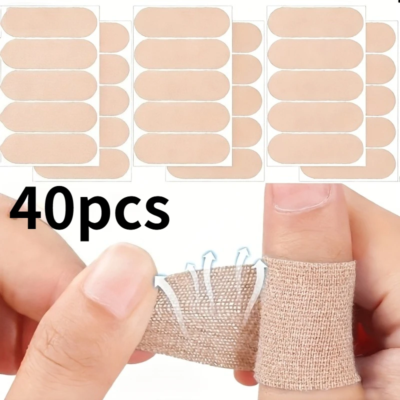 40Pcs Brown Elastic Finger Protector Tape Bowling Thumb Support Pads Anti-Friction Sports Finger Fixing Sticker