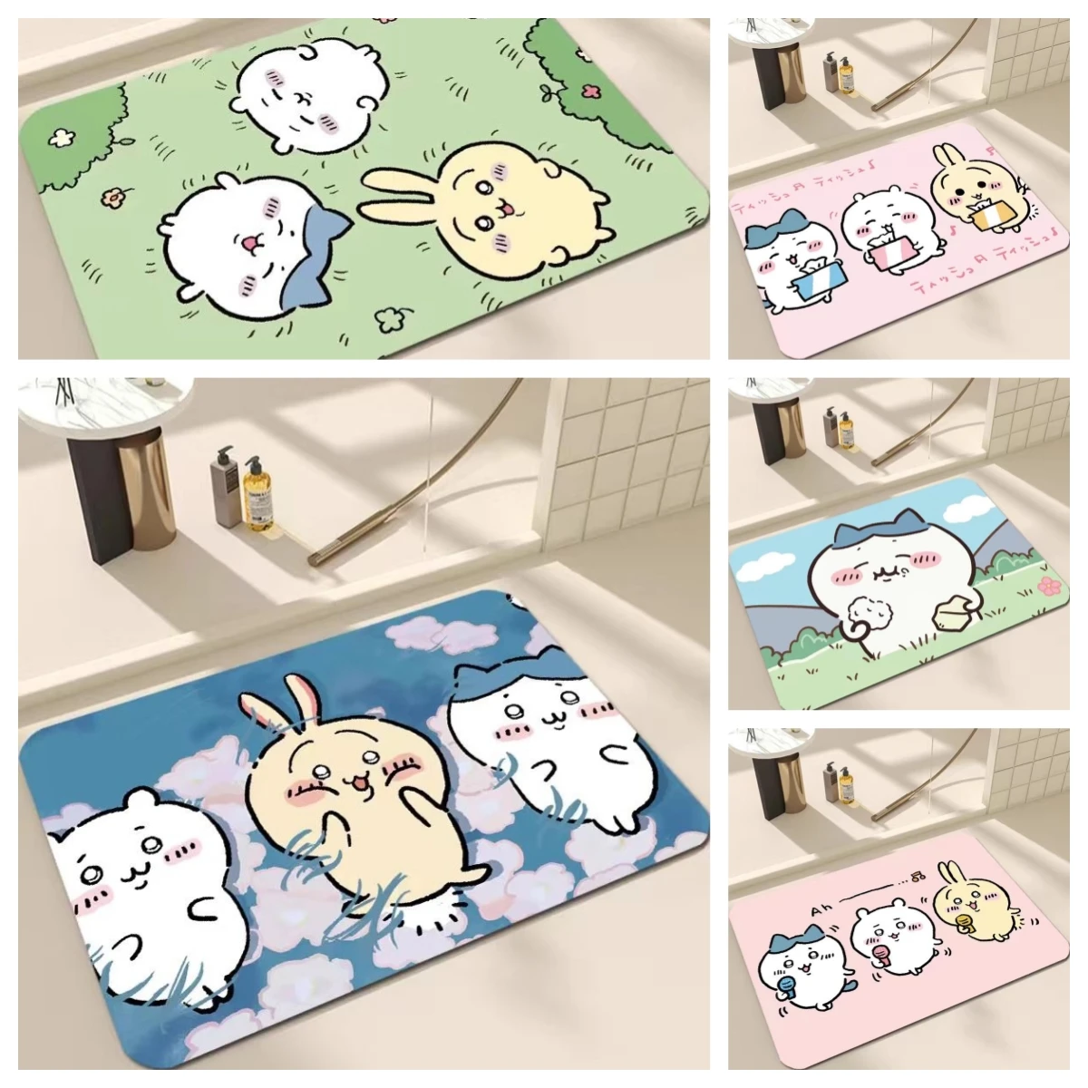 Cute Cartoon C-Chiikawa Floor Mat Bathroom Mat Anti-slip Absorb Water Long Strip Cushion Bedroon Mat Welcome decoration  Doormat