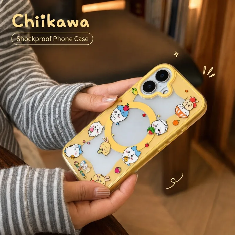 Cute Chiikawa Magnetic Phone Case For iPhone 17 Pro 17 16 15 Soft Shockproof Anti Fall Wear Resistant Protective Cover Perfect