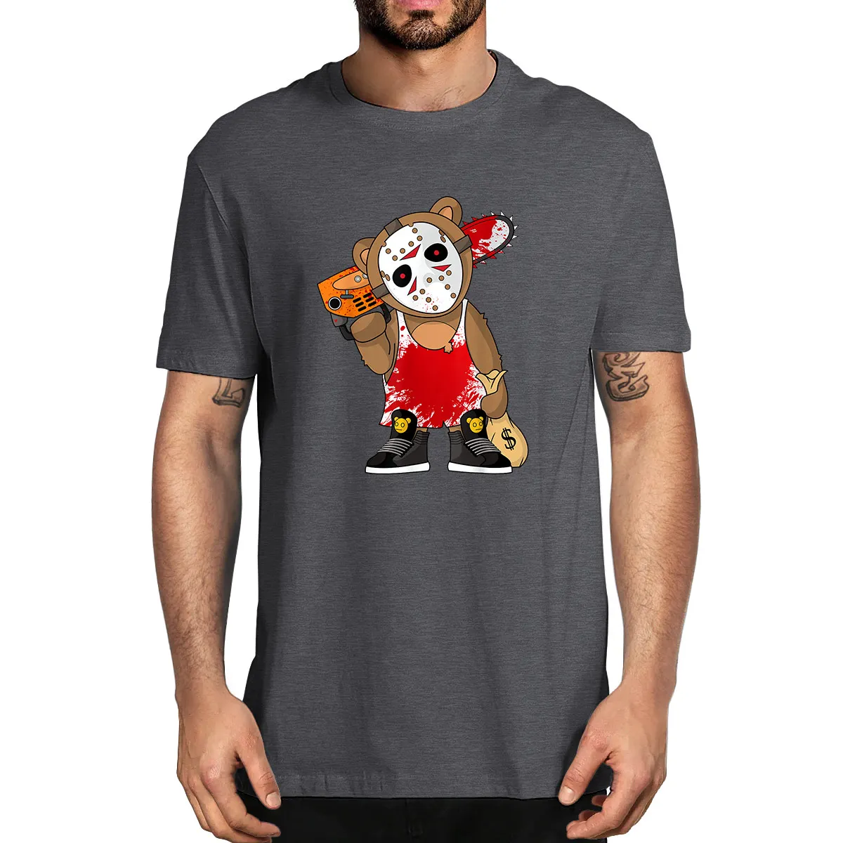 Hockey Teddy Bear Parody Horror 13th Hip Hop Halloween Funny 100% Cotton Summer Men's Novelty Oversized T-Shirt Women Casual Tee