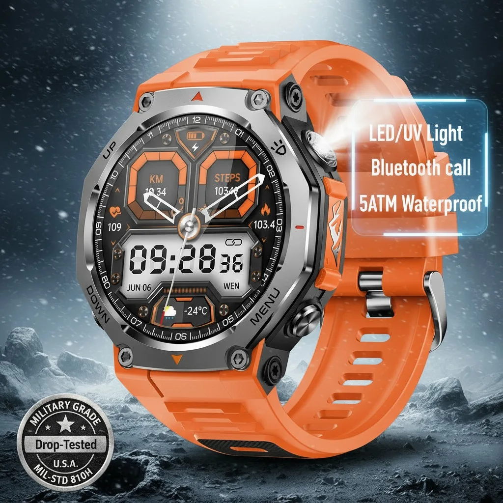 

VWAR 2025 Смарт-часы для мужчин AMOLED HD Экран 50 м Водонепроницаемые спортивные часы для фитнеса Фонарик Новые мужские умные часы для Andriod IOS