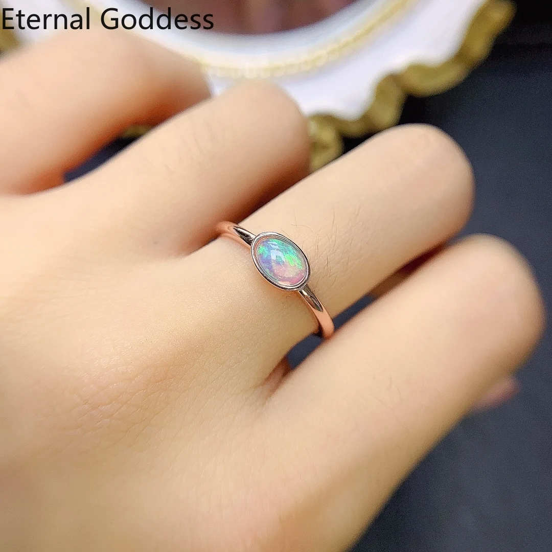 Colored Opal Rings 925 Sterling Silver Oval 4*6mm Rings Fashion Jewelry Wedding Rings Ladies Luxury Jewelry Free Shipping
