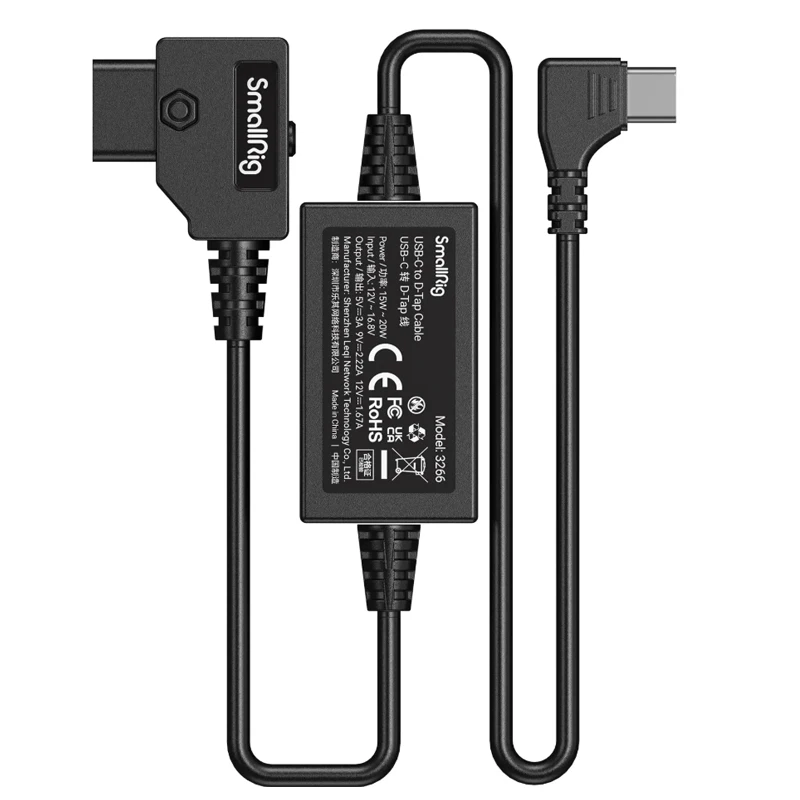 SmallRig 9V/18W Output USB-C to D-Tap Cable 3266 Supports Fast Charging As Wireless Follow Focus System Power-supply Accessory