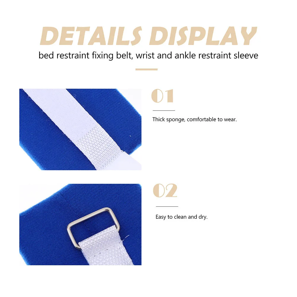4 قطع من أشرطة تثبيت القيود، أحزمة طبية عالمية قابلة للتعديل للأيدي والقدمين والكاحلين للاستخدام في المستشفى باللون الأزرق #5