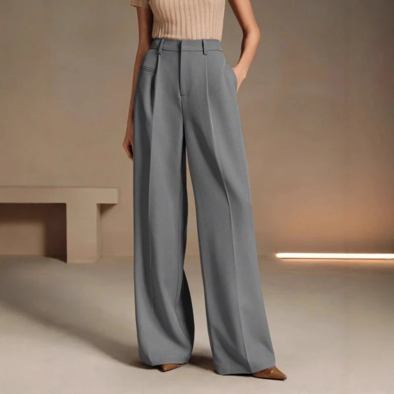 Fashion Loose Women Long Pants Autumn and Winter New Straight Mopping Drape Suit Pants Casual Commuter High Waisted Trousers