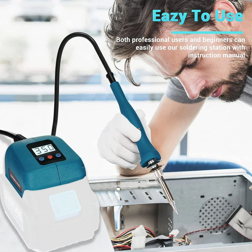 MINI Electric Soldering Station Digital Electronic Welding Iron Portable with Cleaning Ball For Makita 18V Battery（No Battery）