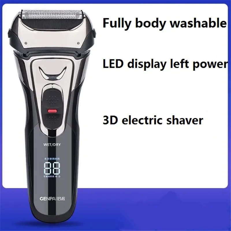 Washable Electric Beard Shaver For Men 3D Foil Razor Face Grooming Clipper Close Shave Haircut Facial Whisker Mustache Trimmer