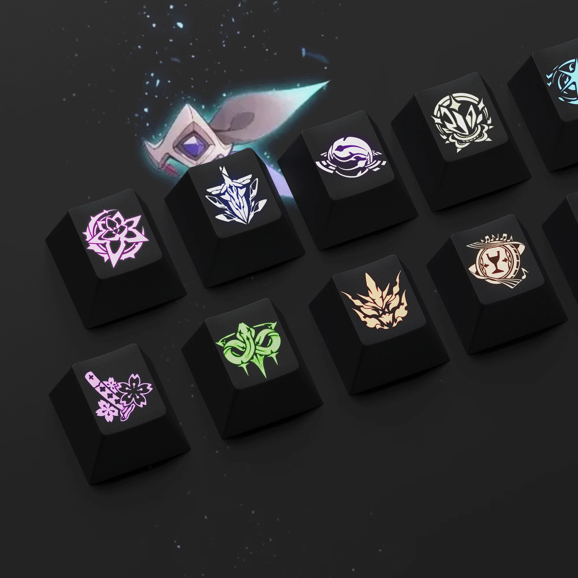 Honkai Impact 3 The Thirteen Flame Chasers Keycaps PBT Dye Subbed Key Caps Cherry Profile Keycap For MX Switch Keyboard