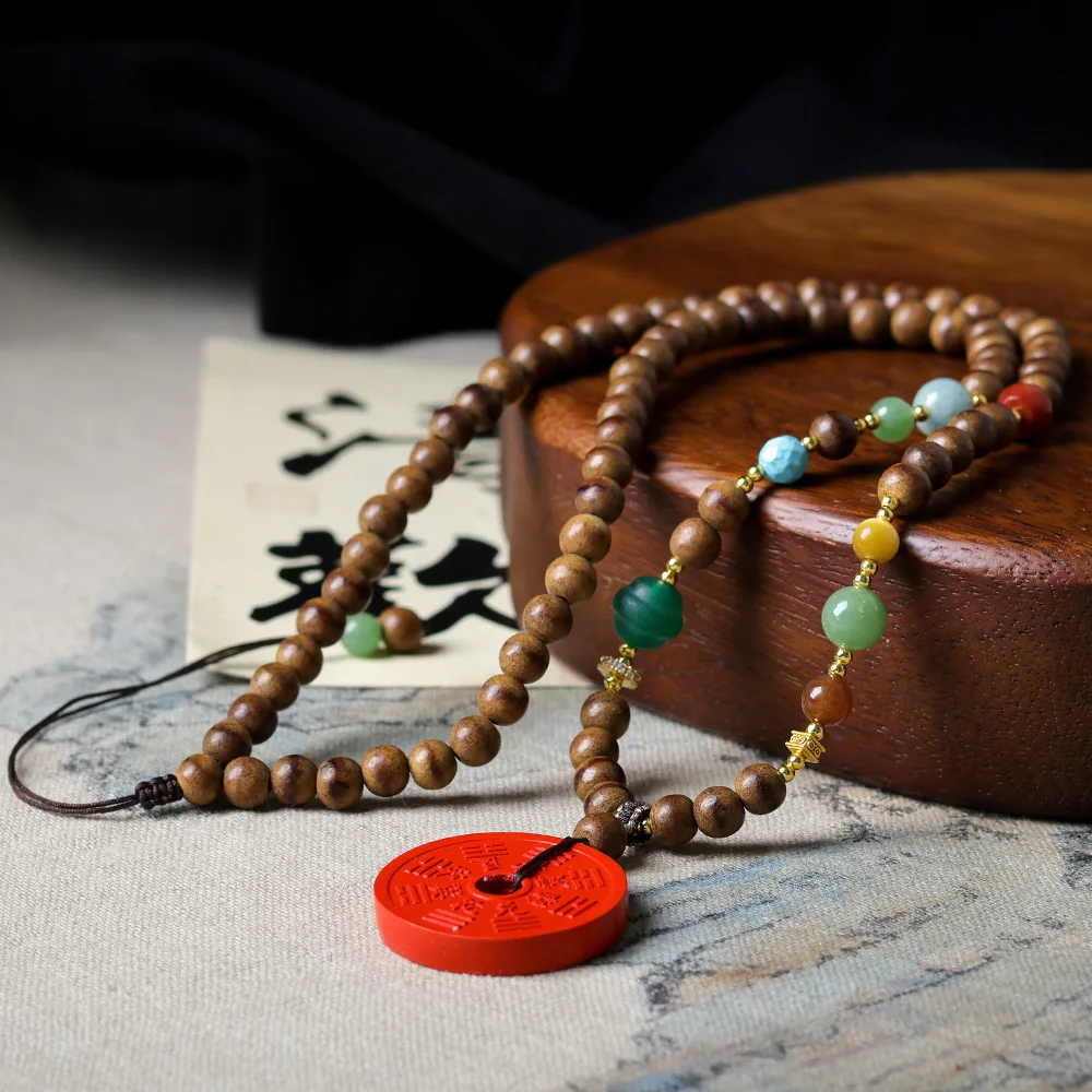 handwoven-butter-agarwood-necklace-with-cinnabar-mountain-ghost-coin-pendant-and-green-agate-sweater-chain-gifts