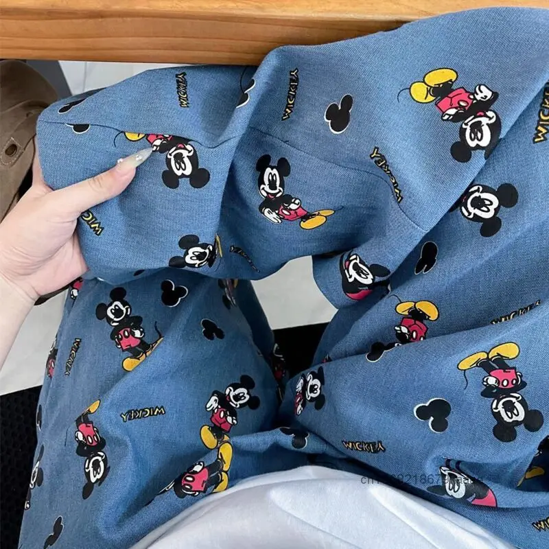 Disney Cute Mickey Cartoon Print Sleeping Pants Women Spring Autumn Loose Casual Pants Korean Version Y2k Girl Fashion Trousers