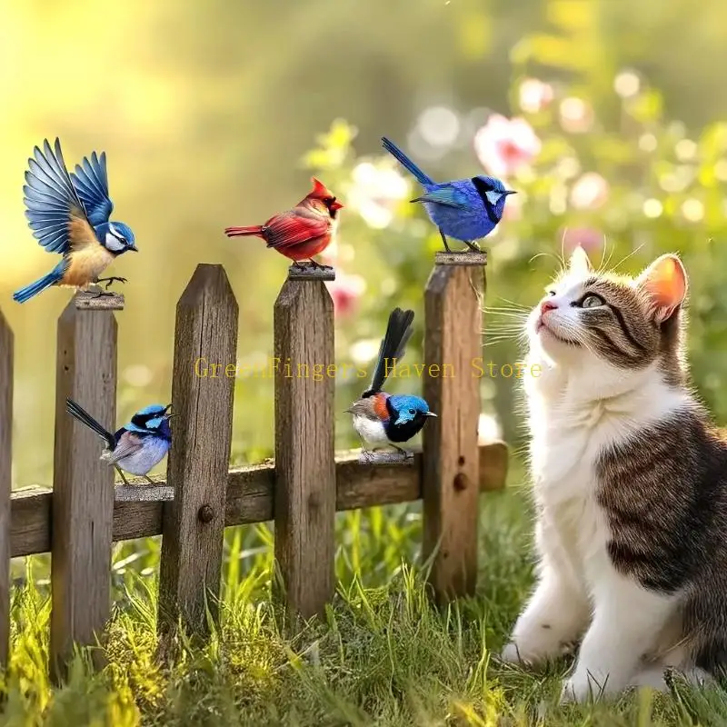 F68D Set Of 5 Handcrafted Metal Birds For Garden improve Perfect For Fence And Lawn Decoration