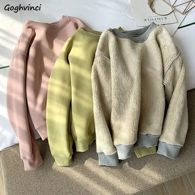 

O-neck Sweatshirts for Women Y2k Candy 6 Colors Korean Fashion Cute Youth Simple Baggy Autumn Winter Leisure All-match Harajuku