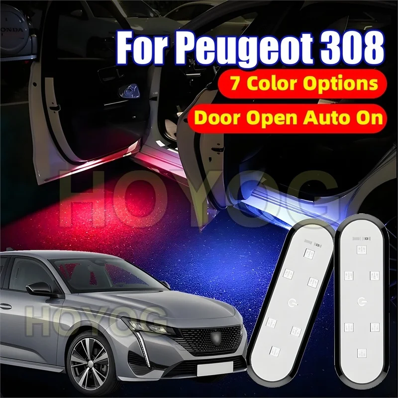Fit for Peugeot 308 2021-2026 USB Rechargeable LED Car Door Warning Light with a Magnetic Sensor and No-Drill Installation