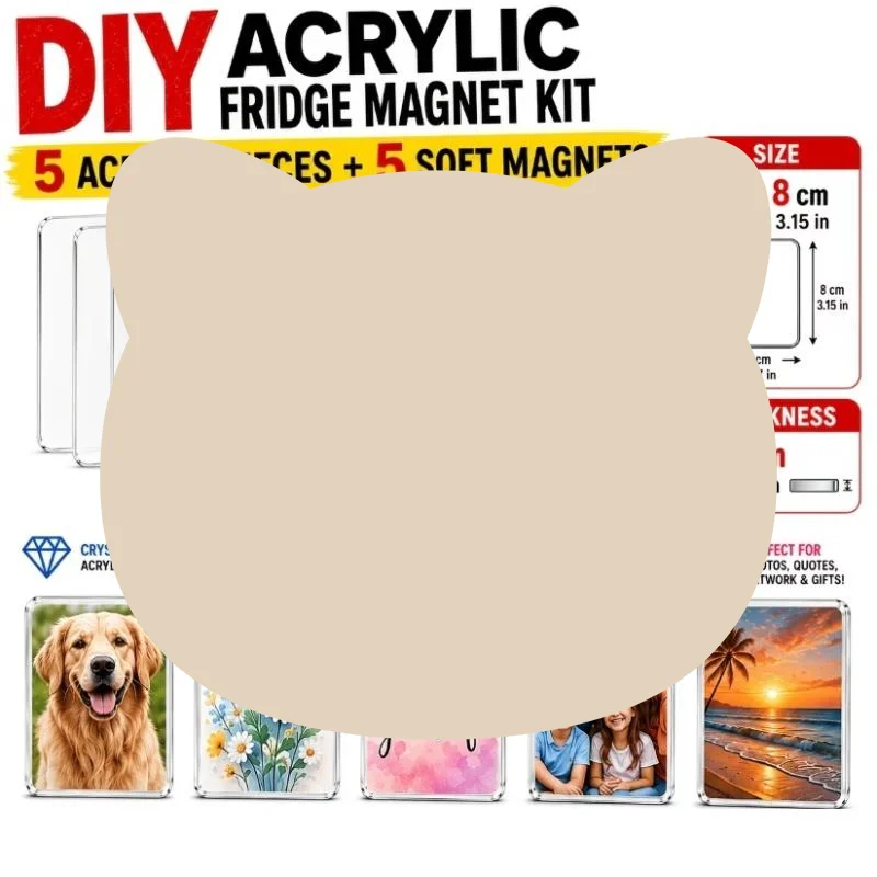 5Pcs Blank DIY Acrylic Fridge Magnet Clear Layer Strong Magnetic Backing For Home Decor Craft Photo Display Supply For Daily Us