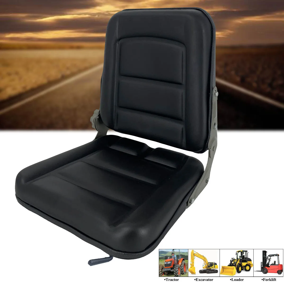 

Universal Forklift Seat With Adjustable Sliderails + Backrest Excavator Tractor Digger Mower Seat Replacement Compatible