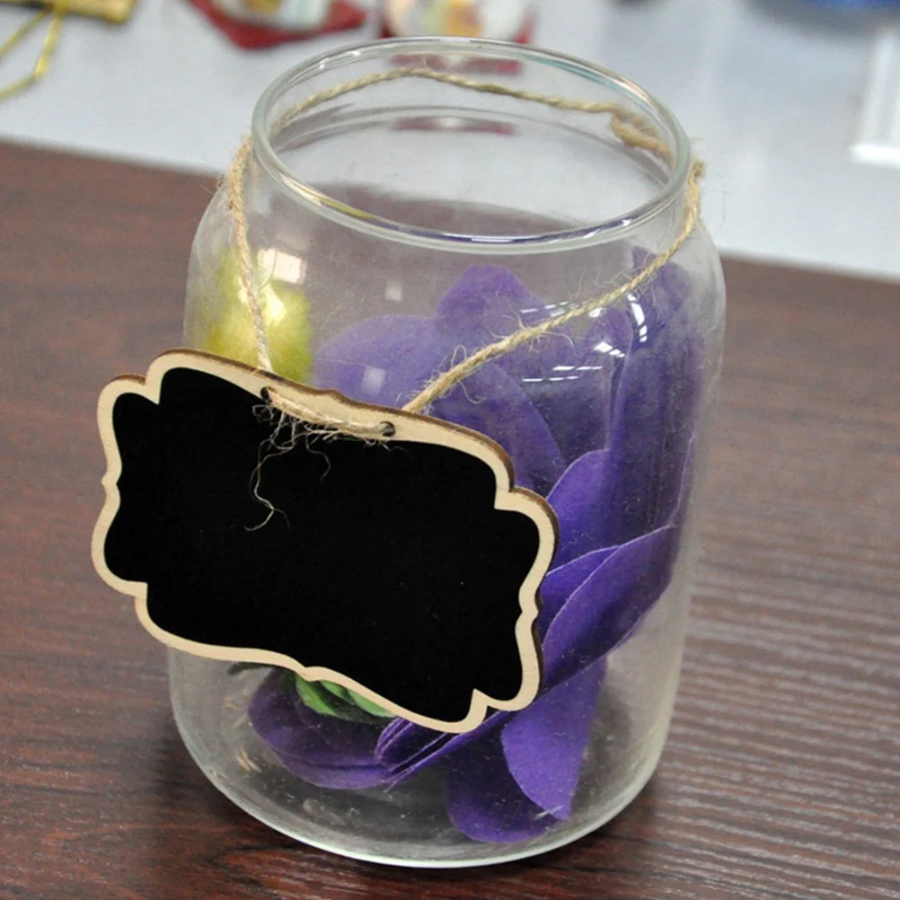 

12PCS Lovely Mini Wooden Chalkboard Creative Hemp Rope Hanging Blackboard Garden House Decorations
