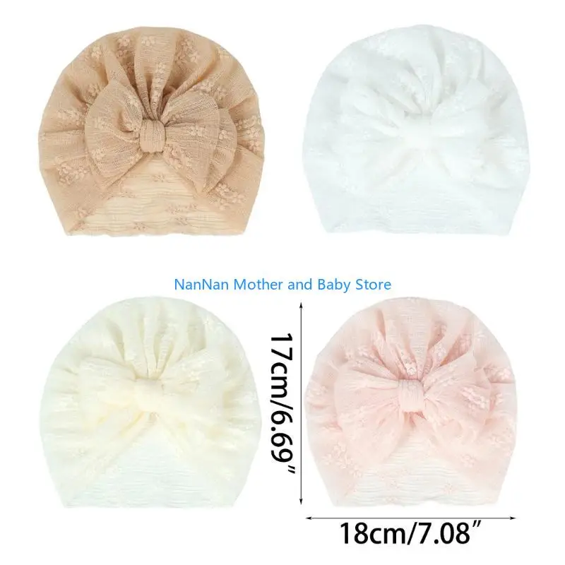 جميل الوليد طفلة الدانتيل قبعة مع القوس لينة وتنفس عمامة غطاء الرأس تنفس للمستشفى وارتداء اليومي