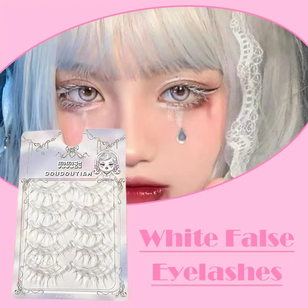 5 Pairs White Eyelash Set Makeup Cosplay Manga Natura Fluffy Comic Lashes Extension Snow Color Eye Lashes