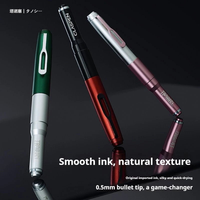 TANOOCI Fashion Metal Ballpoint Pen Secure Clip Compact Strong Magnetic Cap 0.5mm Imported Ink Skip-Free Office Travel Daily Use