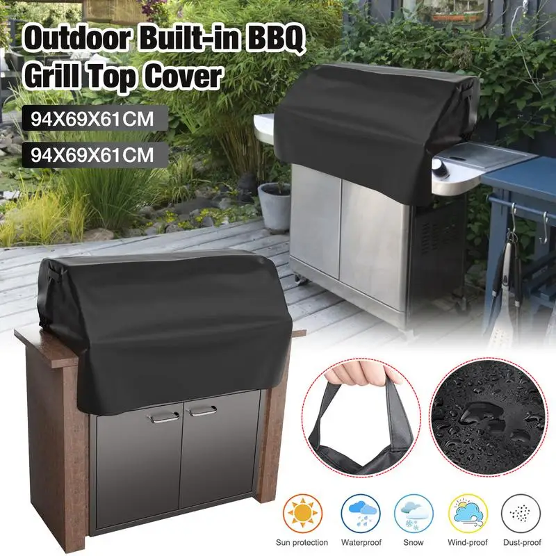 Waterproof Windproof Grill Covers For Built-In Barbecue Grill Top With Waterproof Coating Outdoor BBQ Grill Top Protect Supplies