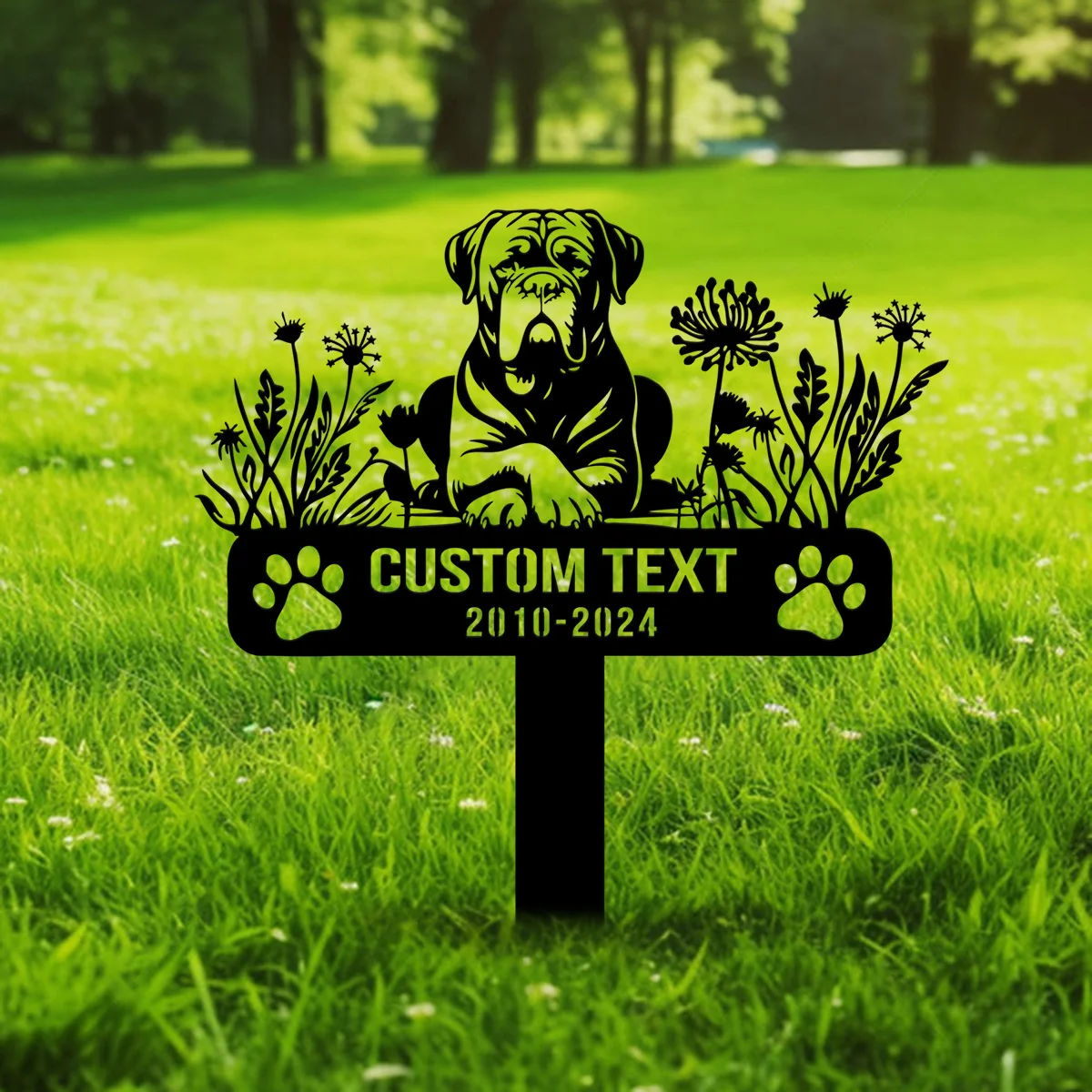 Custom Dogue De Bordeaux Dog Memorial Stake, Dog Stake Metal Sign, Personalized Pet Outdoor Stake, Animal Garden Stake