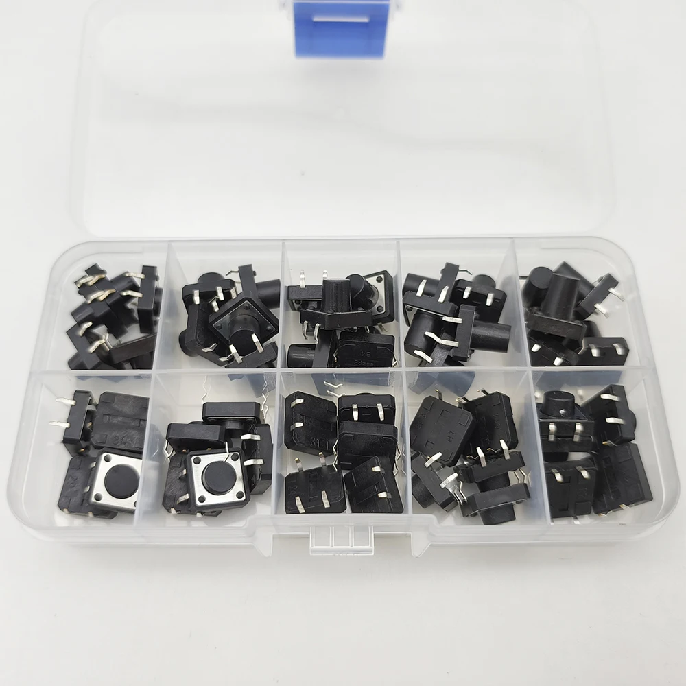 50 قطعة/صندوق PCB اللمس اللباقة مفتاح بـزر دفع DIP 4Pin التبديل الجزئي 12x12x4.3/5/6/6.5/7/8/9/10/11/12 مللي متر #4