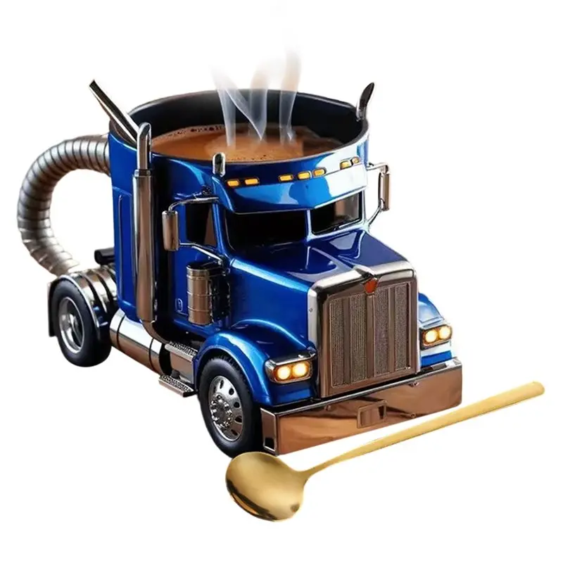 AT21-3D Semi-Truck Shaped Coffee Mug - 11Oz Handcrafted 18-Wheeler Cup, Unique Birthday Or Retirement Gift C