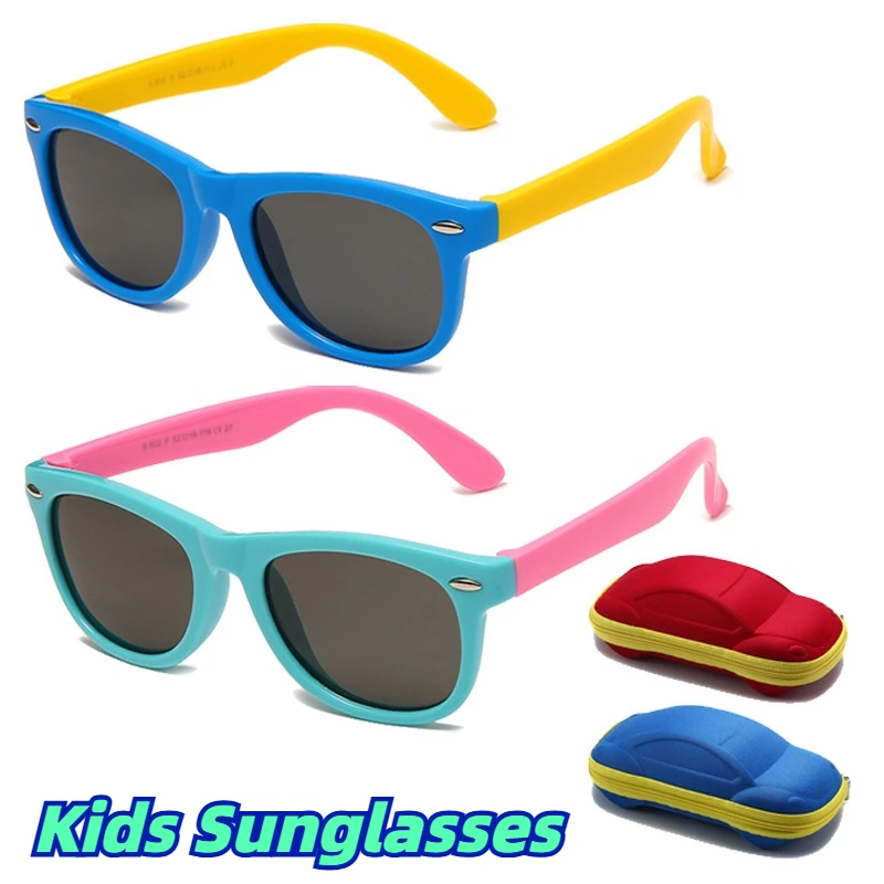 

New Oval Frame Children's Sunglasses with Case Unisex Outdoor Sports UV Protection Glasses UV400 Ultra-Lightweight Comfort