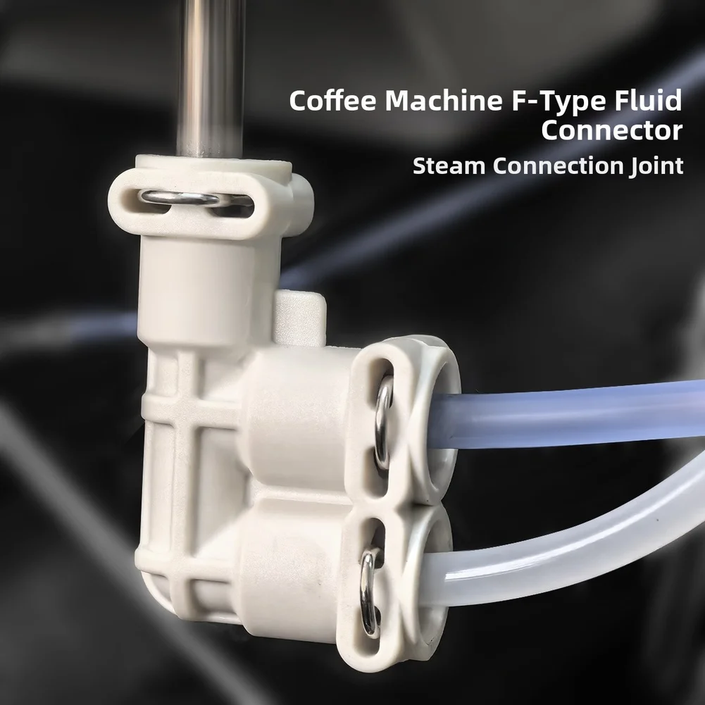 F-Type Connector Set With Silicone Seals And Clamp Rings For Coffee Machine Repair And Maintenance, White, 5 Connectors
