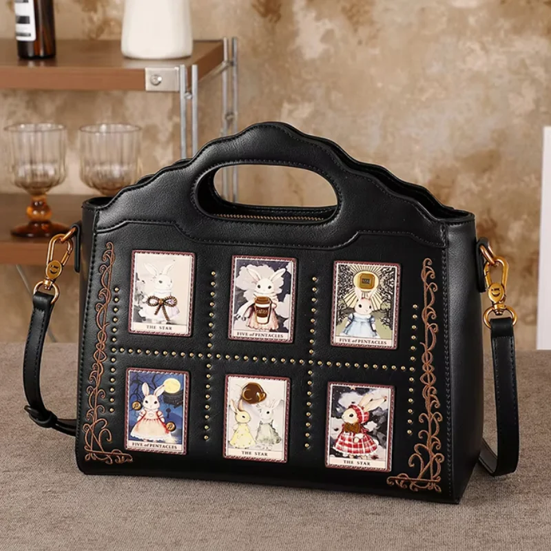 

Сумки-тоут в форме домика, брендовые, роскошные, на молнии, квадратные, в европейском и американском ретро-стиле, с мультяшным принтом, модные, через плечо, для повседневного использования