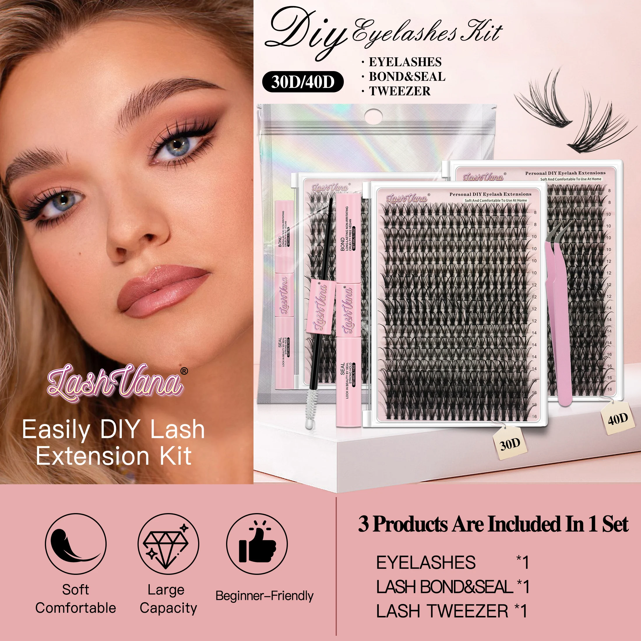 لتقوم بها بنفسك مجموعة الرموش الصناعية 360 قطعة مجموعات سعة كبيرة رمش الغراء أدوات ماكياج وملحقات للاستخدام المنزلي #2