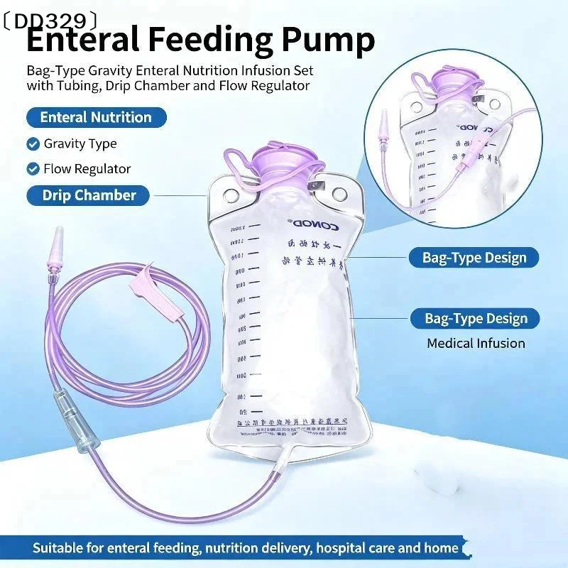 1200ml  Plastic Feeding Bag Enteral Nutrition Supply Bag Nasal Feeding Nutrient Gravity Pump Transparent Tube Bag〔DD329〕