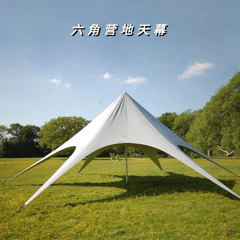 

Spire pyramid canopy, outdoor large sun and rain protection hexagonal star tent, picnic camping