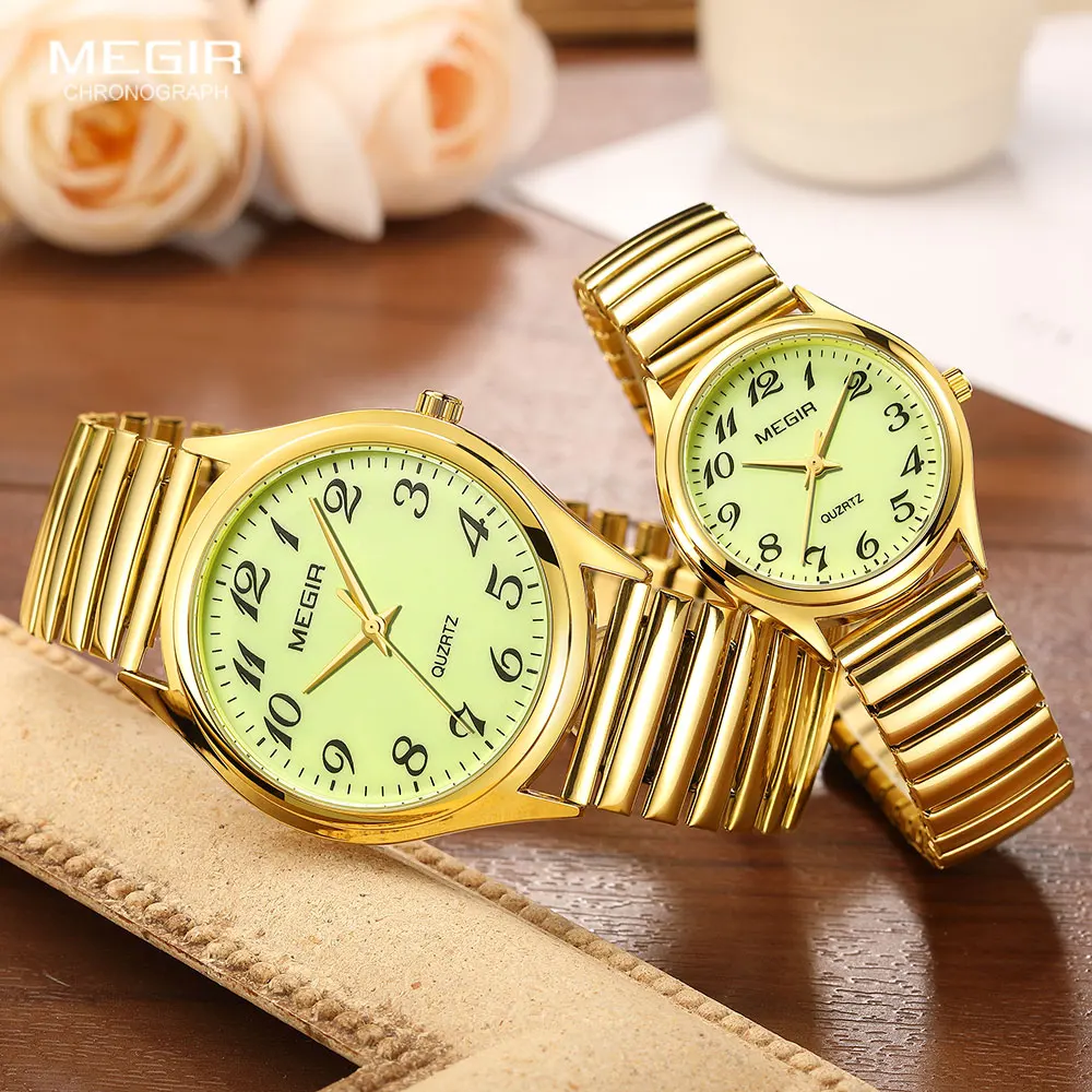 Simple Watches with Numerical Marks Steel Spring Elastic Band for Men Women Gift Quartz Wristwatch for the Elderly Couples