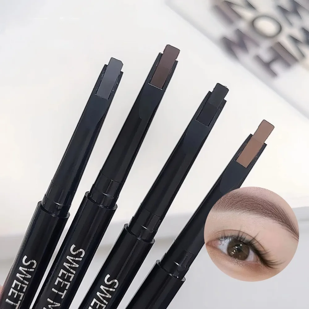 1Pc 방수 회전식 그레이 브라운 눈썹 연필 블루밍 없음 부드러운 매트 더블 헤드 오래 지속되는 눈썹 문신 펜 메이크업