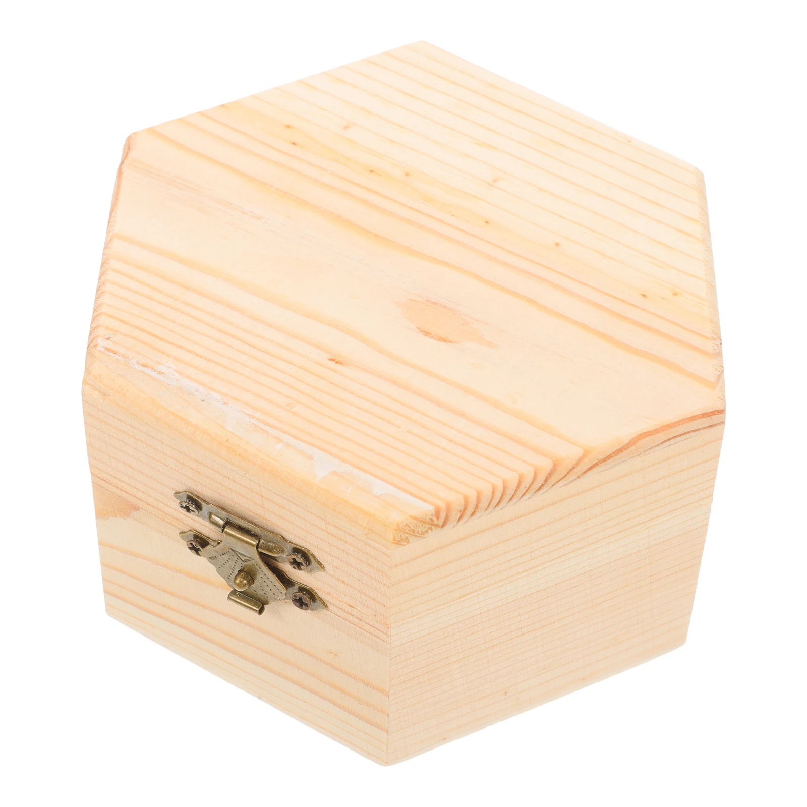 

Wooden Jewelry Box Small Unfinished Craft Pine Hexagonal Storage Boxes Large Capacity Durable Material Practical