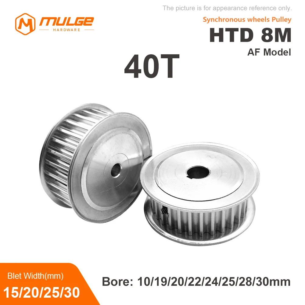 HTD 8M 40Tooth Timing Pulley 8M-40T AF Synchronus Pulley Keyway Bore 10/19-30mm For Width 15/20/25/30mm 8M Timing Belt