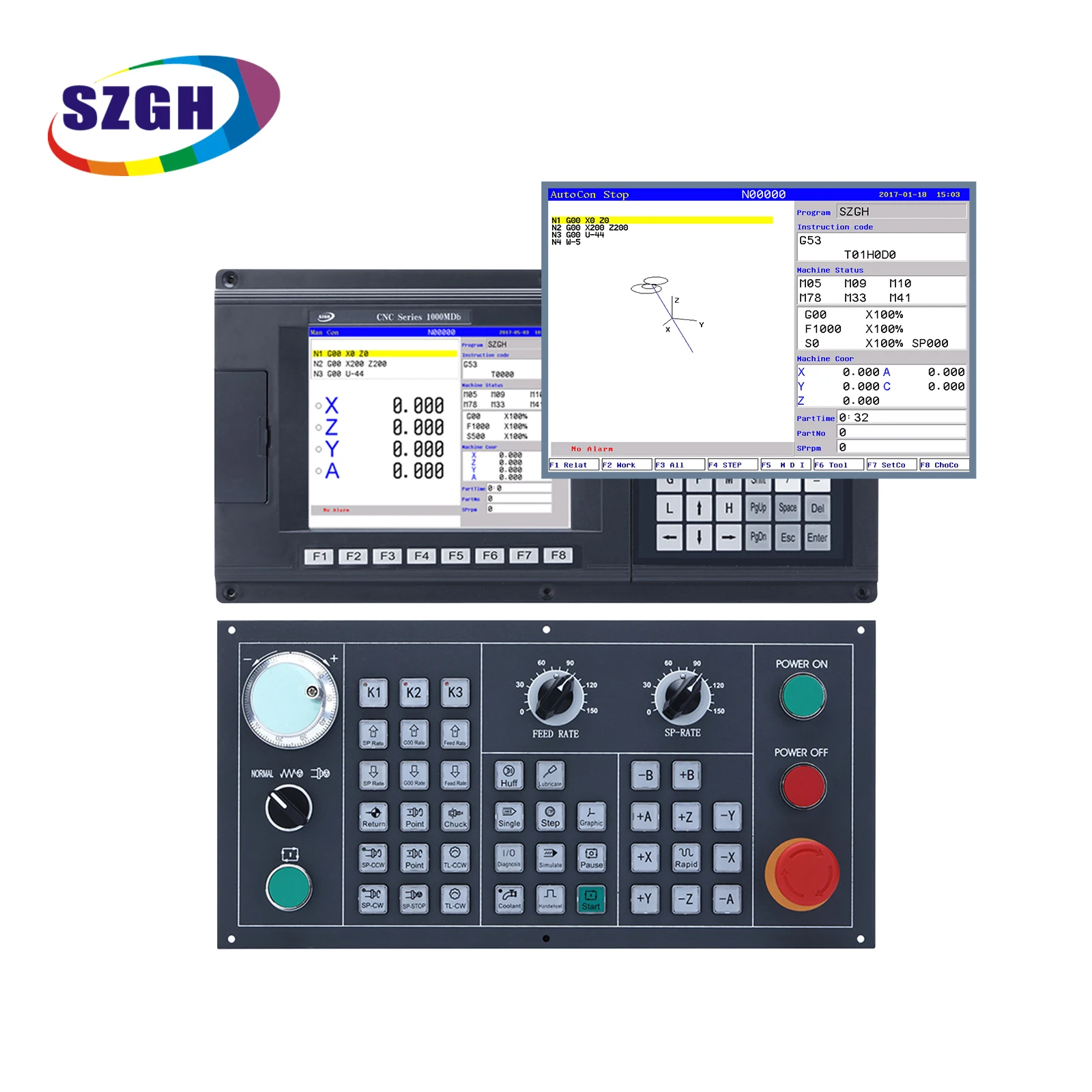 SZGH Original and Industrial Factory price 3 axis  cnc milling controller for embroidery machine and laser engraving machine