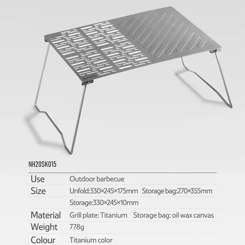 Imagem -06 - Naturehike Placa de Churrasco de Titânio Dobrável Acampamento Portátil Lenha Placa de Churrasco Clipe de Comida de Titânio Ultraleve Bandeja de Cozimento ao ar Livre