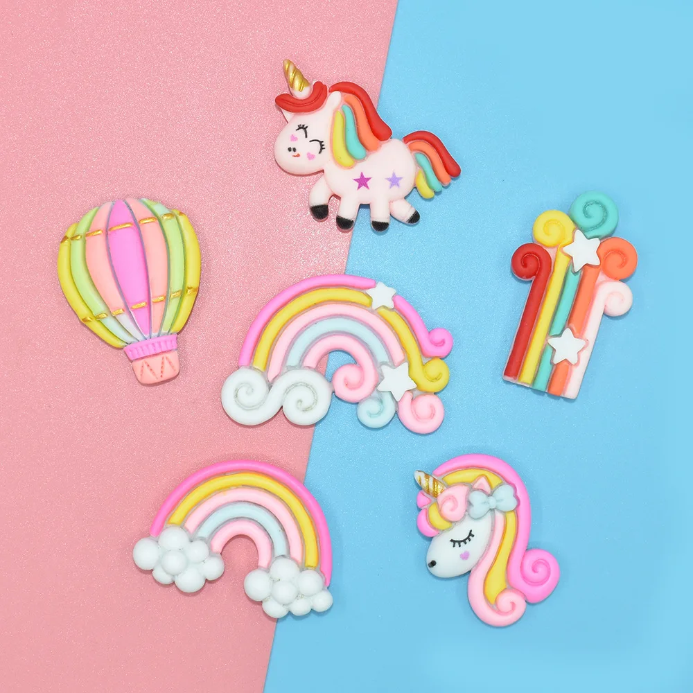 10pcs Resin Rainbow Unicorn Mini Flatback Miniature Accessories Mini Figurine Scrapbooking Materials Tools Accessories Supplies