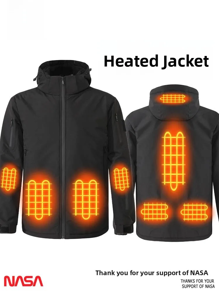 ex Winter Warmth nt Temperature Control Heating Jaet Hooded Waterproof  Anti-cold Outerwear Coat