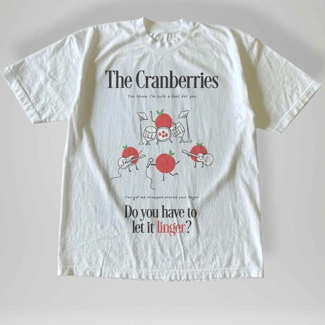 Summer Men's Pure Cotton Vintage The Cranberries T-shirt Streetwear Oversized Loose and Breathable Suitable for Everyday Wear
