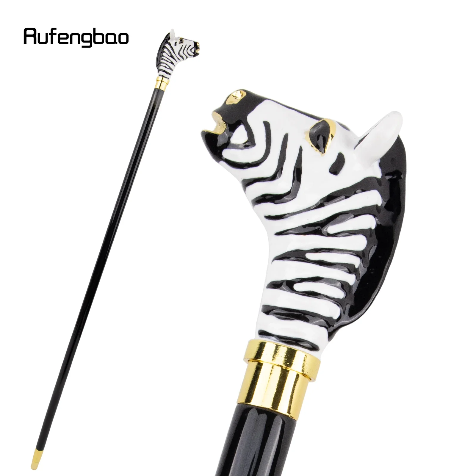 

Ceramic Zebra Head Wooden Single Joint Fashion Wood Walking Stick Decorative Party Walking Cane Halloween Mace Wand Crosier 96cm