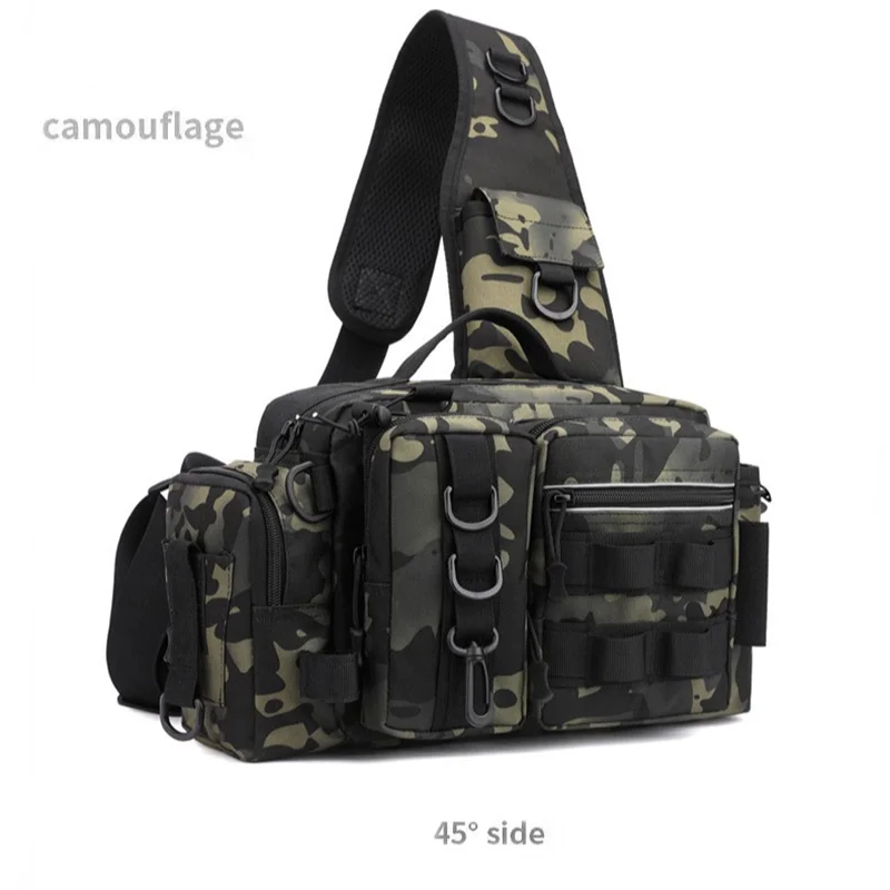 2025 New Multi-functional Fishing Chest Pack, Camouflage Waist Bag Outdoor Sports Shoulder Sling Bag, Tackle Utility Pouch