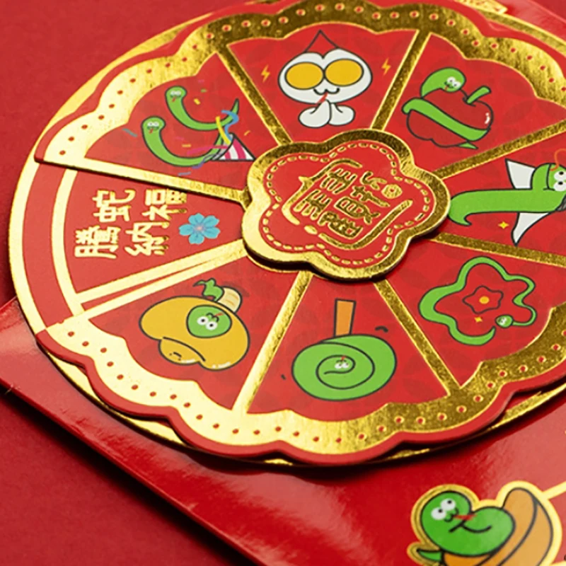 Envelope vermelho 2025 ano da cobra hongbao ano novo chinês sorte saco de dinheiro rotativo bolso de dinheiro para palavras de bênção do festival da primavera