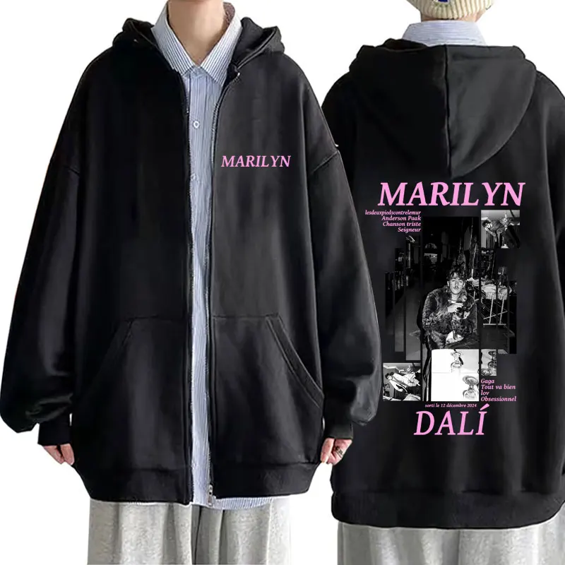 

Rapper Dali Marilyn Graphic Zipper Hoodie Men Women Hip Hop Fashion Pop Music Zip Up Jacket Coat Male Vintage Oversized Hoodies